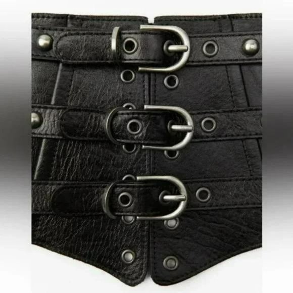 ZARA STUDDED 100% COW LEATHER CUMMERBUND - Picture 6 of 10